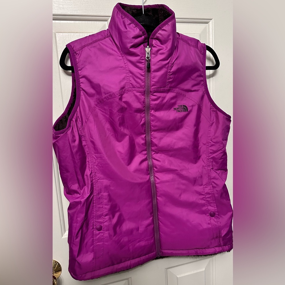 The North Face Reversible Magenta Zip-Up Vest